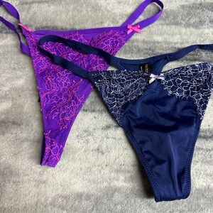 2 Victoria’s Secret vintage satin thong panties.  One size
